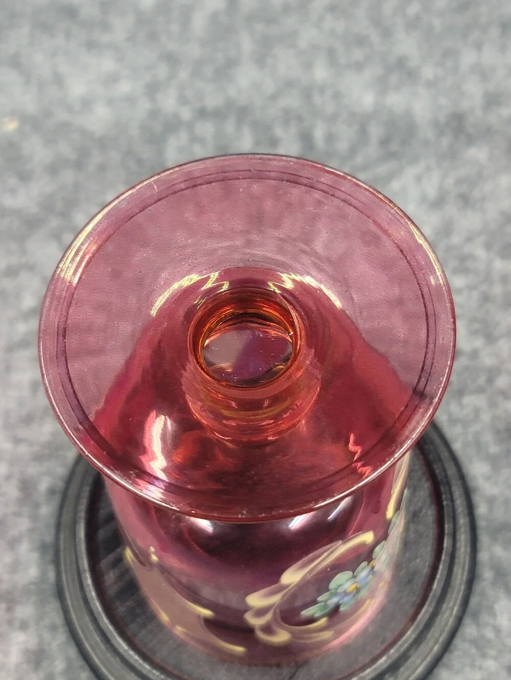 Victorian / Bohemian Cranberry Glass Hand Painted Demitasse Glass Moser?